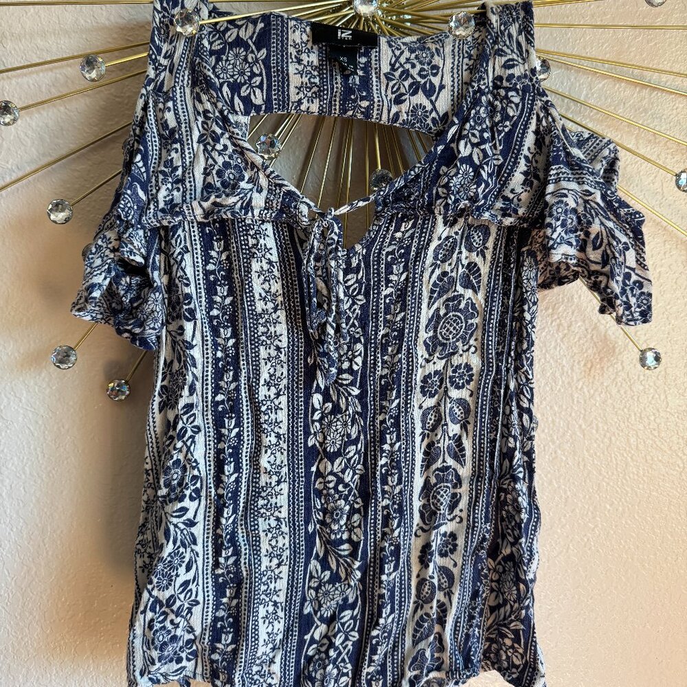 Navy Floral Off-the-shoulder Top